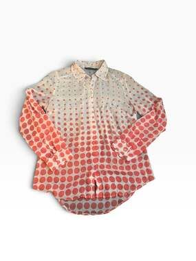 Zac & Rachel Polka Dot Blouse Size M Red White Long Sleeve Button-Down
